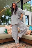 Nonni Gingham 7/8 Barrel Pant Chocolate
